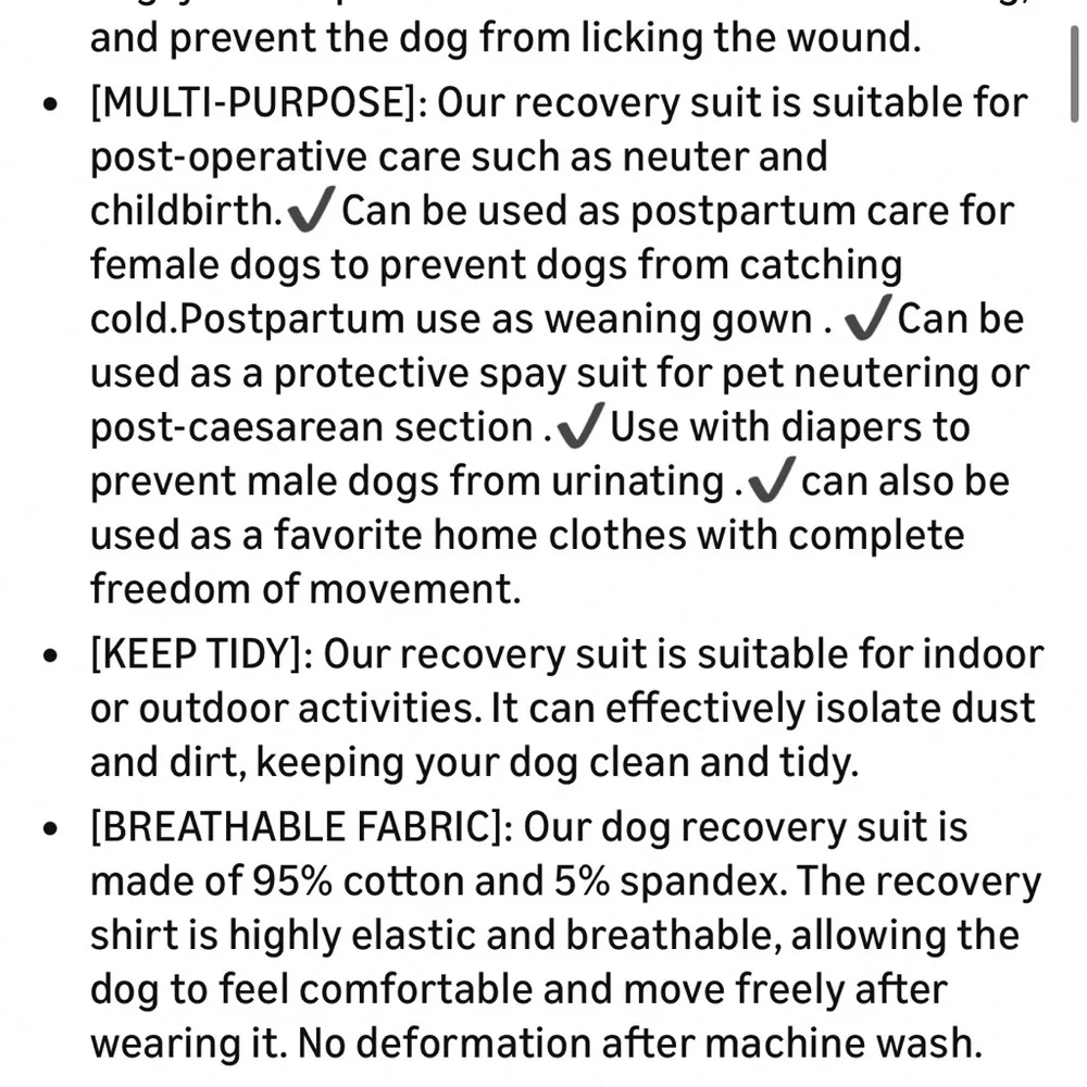NWT! Dog recovery suit, alternative to collar, post-surgery. 42-75 lbs.